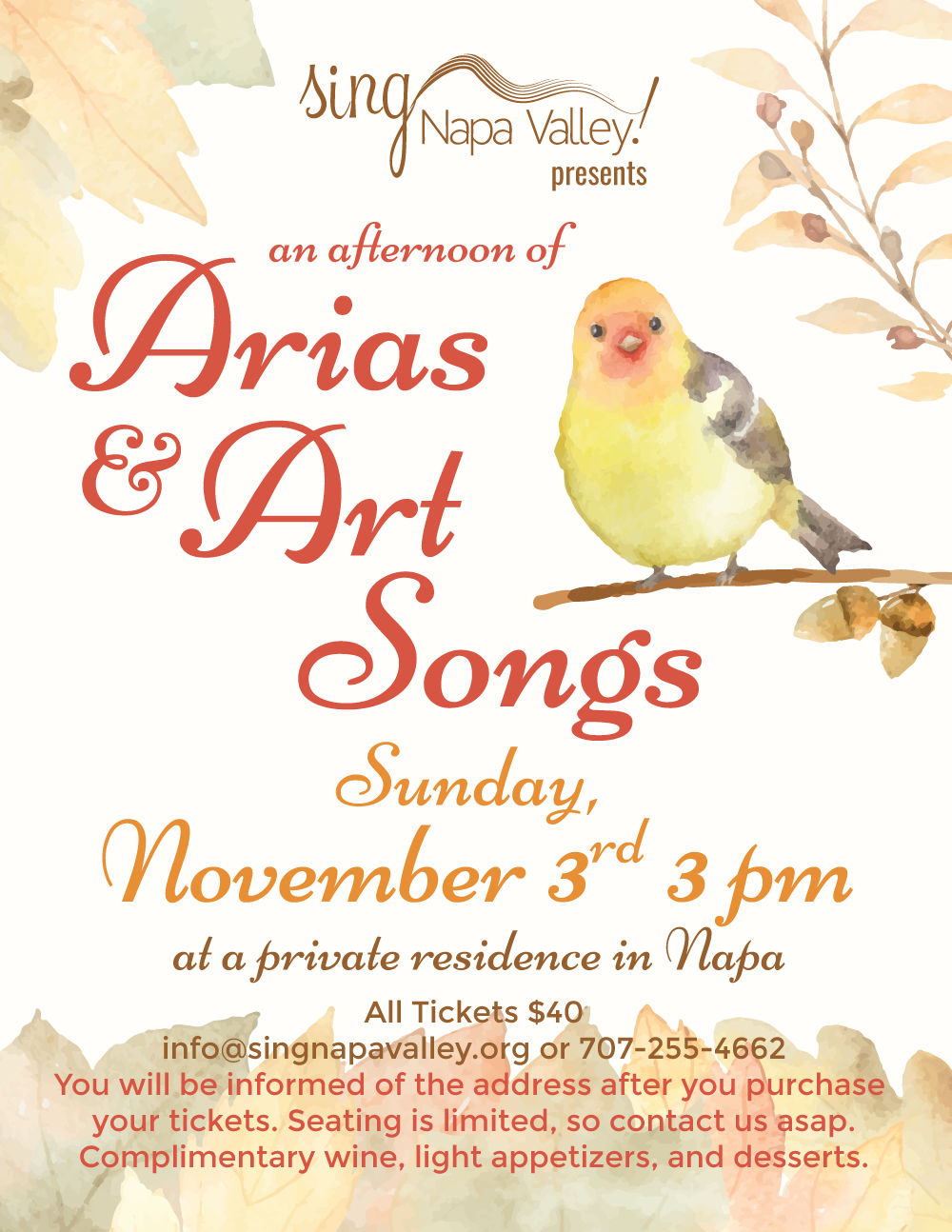 Sing Napa Valley presents "Arias & Art Songs"